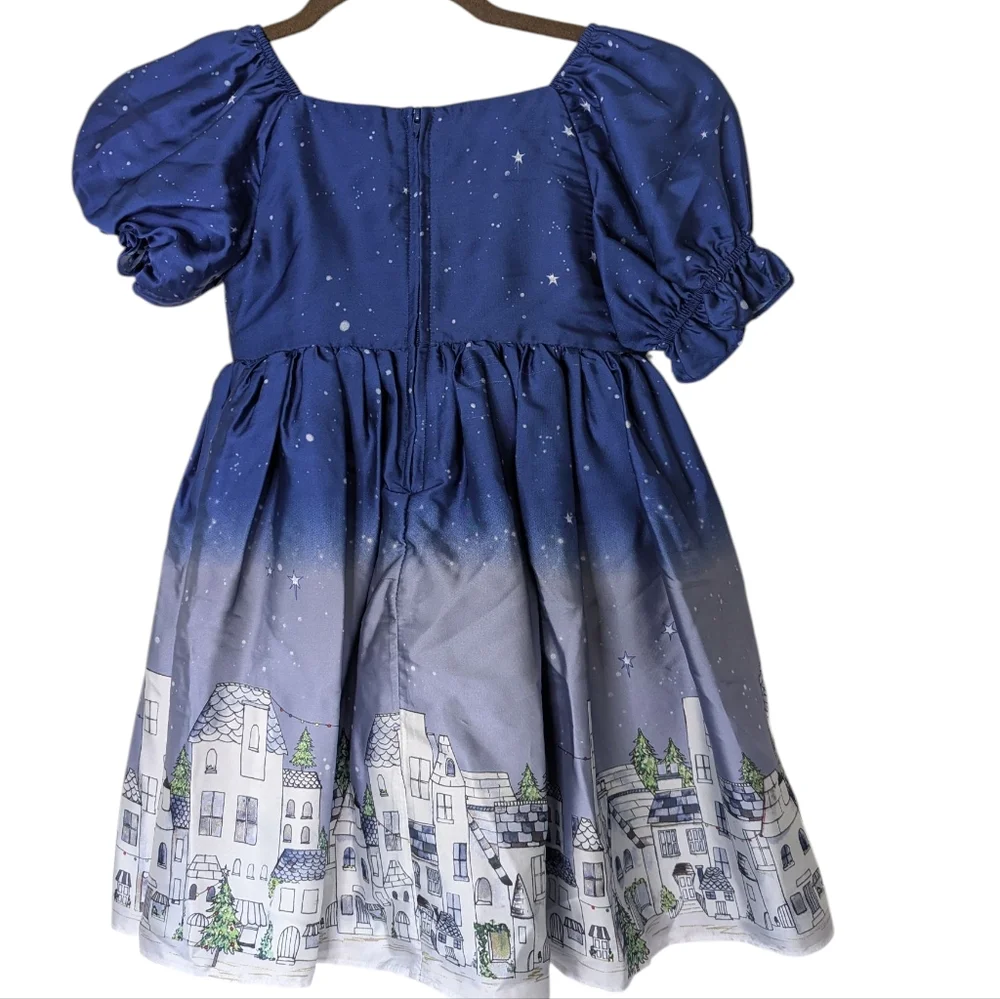 Pippa and Julie  Blue Ombré Holiday Dress 2 Layer Ruffle Crinoline..Size 5